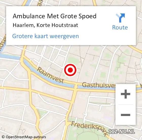 Locatie op kaart van de 112 melding: Ambulance Met Grote Spoed Naar Haarlem, Korte Houtstraat op 12 juli 2020 08:17