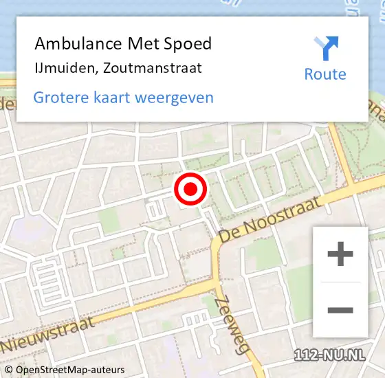 Locatie op kaart van de 112 melding: Ambulance Met Spoed Naar IJmuiden, Zoutmanstraat op 12 juli 2020 08:37