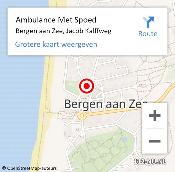 Locatie op kaart van de 112 melding: Ambulance Met Spoed Naar Bergen aan Zee, Jacob Kalffweg op 12 juli 2020 10:15