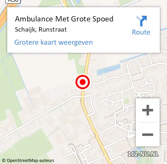 Locatie op kaart van de 112 melding: Ambulance Met Grote Spoed Naar Schaijk, Runstraat op 12 juli 2020 10:34