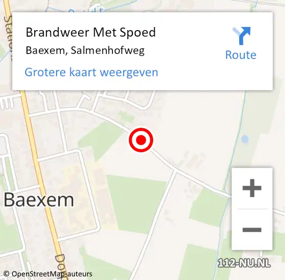 Locatie op kaart van de 112 melding: Brandweer Met Spoed Naar Baexem, Salmenhofweg op 12 juli 2020 11:49