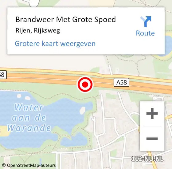 Locatie op kaart van de 112 melding: Brandweer Met Grote Spoed Naar Rijen, Rijksweg op 12 juli 2020 12:50