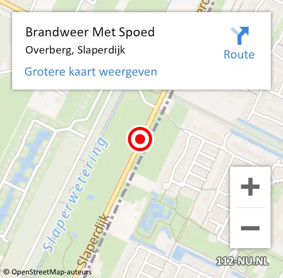Locatie op kaart van de 112 melding: Brandweer Met Spoed Naar Overberg, Slaperdijk op 12 juli 2020 13:24