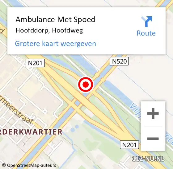 Locatie op kaart van de 112 melding: Ambulance Met Spoed Naar Hoofddorp, Hoofdweg op 12 juli 2020 13:49
