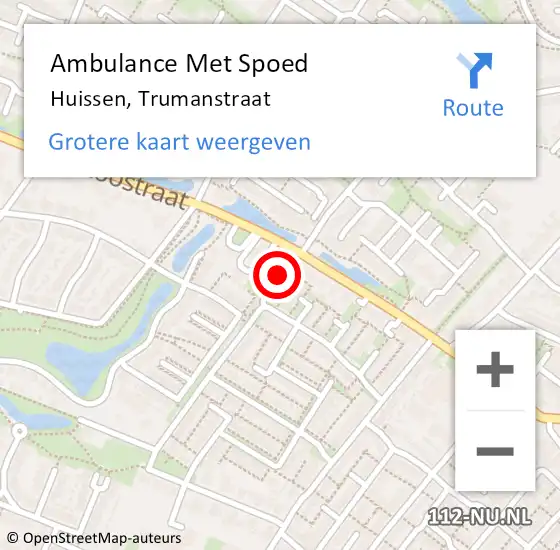 Locatie op kaart van de 112 melding: Ambulance Met Spoed Naar Huissen, Trumanstraat op 12 juli 2020 13:52