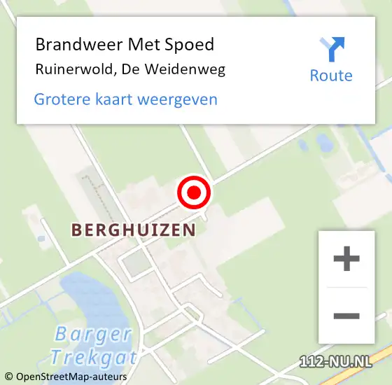 Locatie op kaart van de 112 melding: Brandweer Met Spoed Naar Ruinerwold, De Weidenweg op 12 juli 2020 14:10
