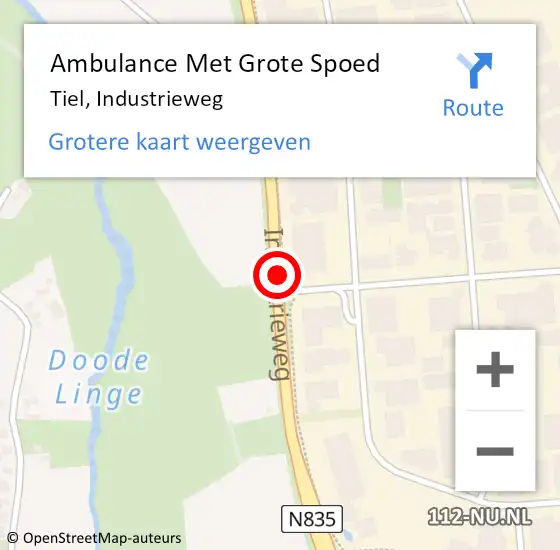 Locatie op kaart van de 112 melding: Ambulance Met Grote Spoed Naar Tiel, Industrieweg op 12 juli 2020 14:48