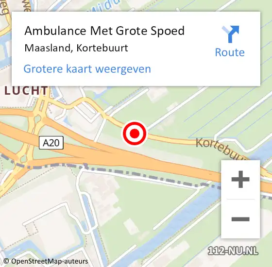 Locatie op kaart van de 112 melding: Ambulance Met Grote Spoed Naar Maasland, Kortebuurt op 12 juli 2020 15:07
