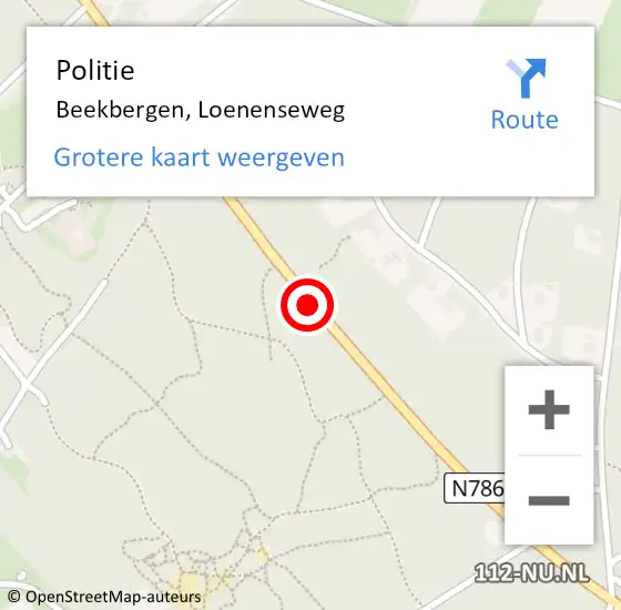 Locatie op kaart van de 112 melding: Politie Beekbergen, Loenenseweg op 12 juli 2020 15:14