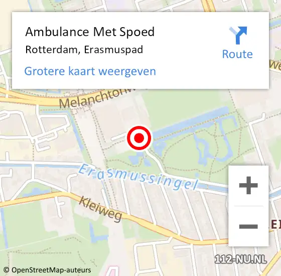 Locatie op kaart van de 112 melding: Ambulance Met Spoed Naar Rotterdam, Erasmuspad op 12 juli 2020 16:07