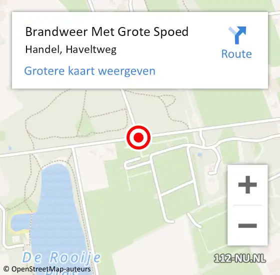 Locatie op kaart van de 112 melding: Brandweer Met Grote Spoed Naar Handel, Haveltweg op 12 juli 2020 16:13