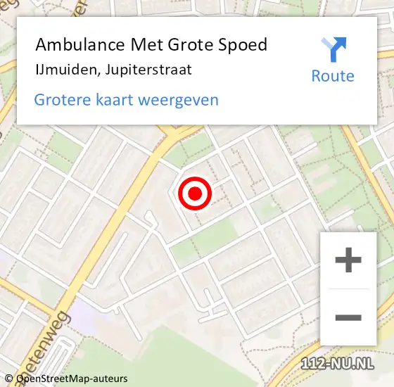 Locatie op kaart van de 112 melding: Ambulance Met Grote Spoed Naar IJmuiden, Jupiterstraat op 12 juli 2020 16:54