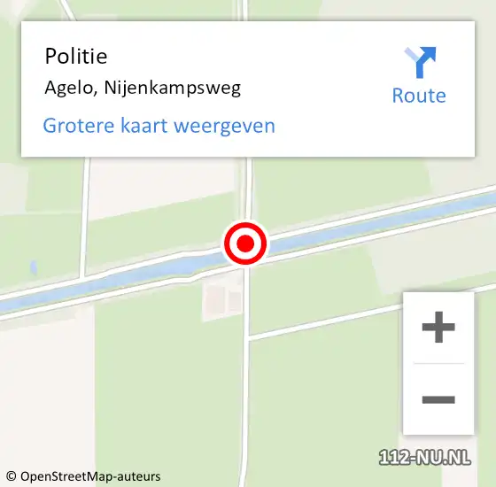 Locatie op kaart van de 112 melding: Politie Agelo, Nijenkampsweg op 12 juli 2020 17:13
