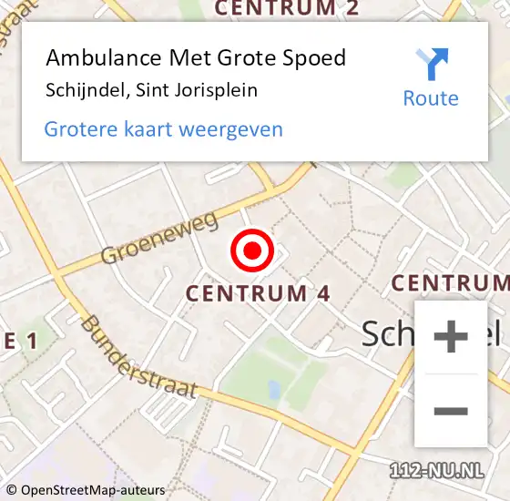 Locatie op kaart van de 112 melding: Ambulance Met Grote Spoed Naar Schijndel, Sint Jorisplein op 12 juli 2020 21:32