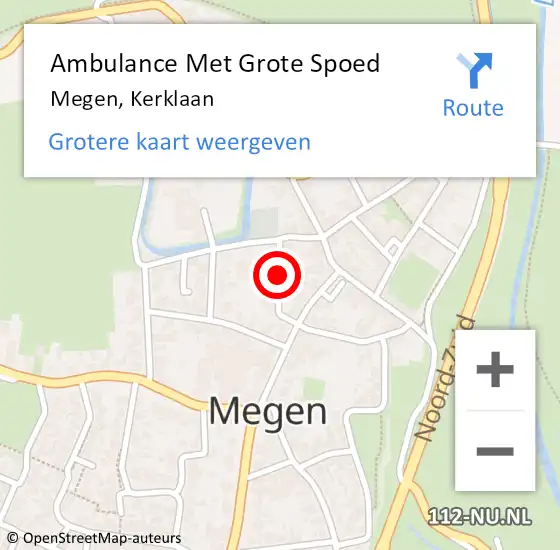 Locatie op kaart van de 112 melding: Ambulance Met Grote Spoed Naar Megen, Kerklaan op 12 juli 2020 21:42