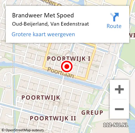 Locatie op kaart van de 112 melding: Brandweer Met Spoed Naar Oud-Beijerland, Van Eedenstraat op 12 juli 2020 23:51