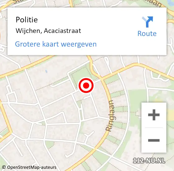 Locatie op kaart van de 112 melding: Politie Wijchen, Acaciastraat op 13 juli 2020 01:10