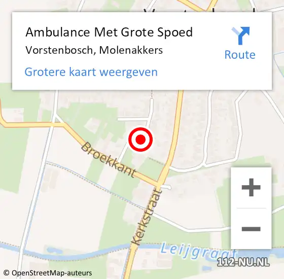 Locatie op kaart van de 112 melding: Ambulance Met Grote Spoed Naar Vorstenbosch, Molenakkers op 13 juli 2020 01:48