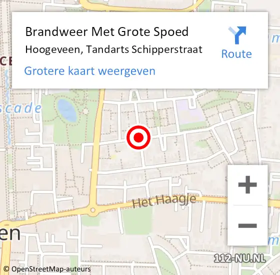 Locatie op kaart van de 112 melding: Brandweer Met Grote Spoed Naar Hoogeveen, Tandarts Schipperstraat op 13 juli 2020 02:12