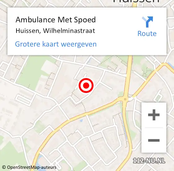Locatie op kaart van de 112 melding: Ambulance Met Spoed Naar Huissen, Wilhelminastraat op 13 juli 2020 04:45