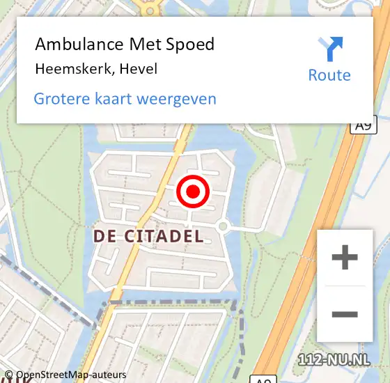 Locatie op kaart van de 112 melding: Ambulance Met Spoed Naar Heemskerk, Hevel op 13 juli 2020 06:04