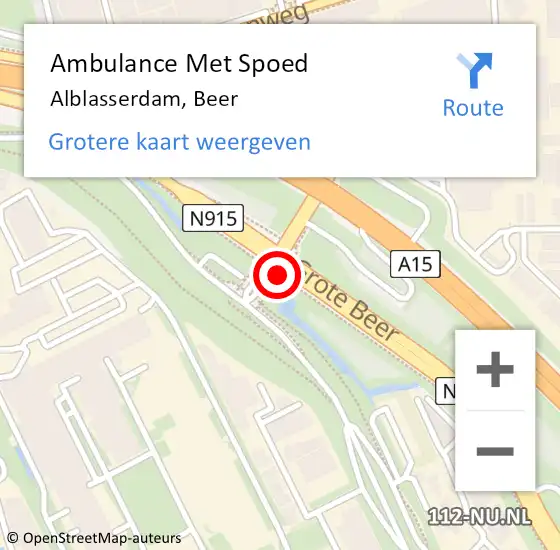 Locatie op kaart van de 112 melding: Ambulance Met Spoed Naar Alblasserdam, Beer op 13 juli 2020 06:49