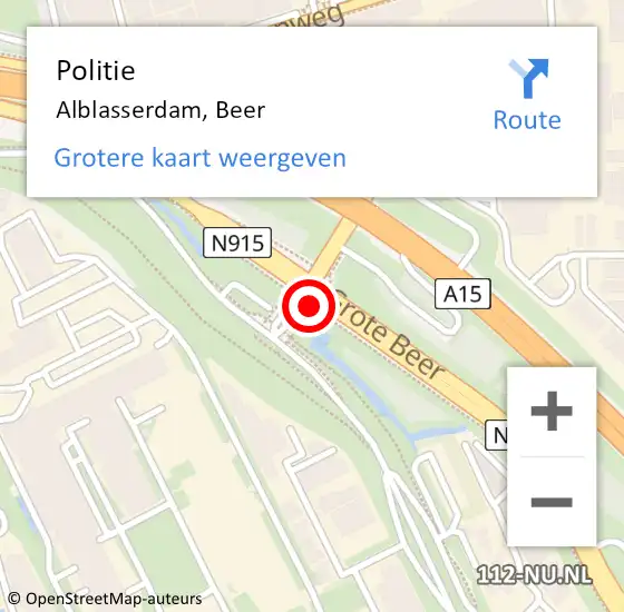 Locatie op kaart van de 112 melding: Politie Alblasserdam, Beer op 13 juli 2020 06:49