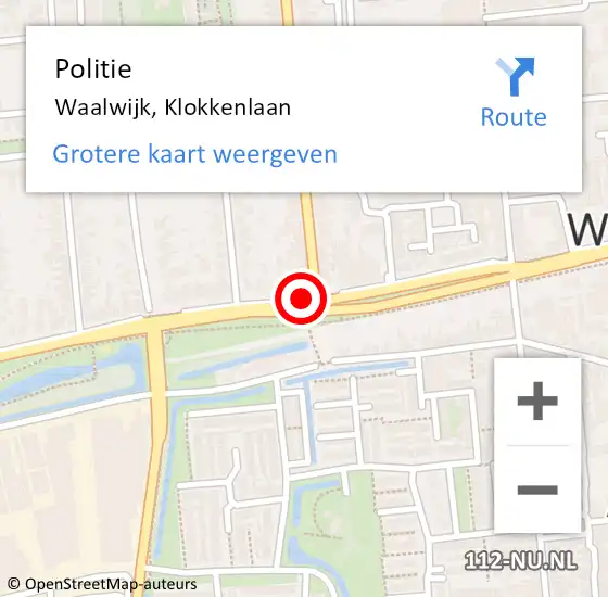 Locatie op kaart van de 112 melding: Politie Waalwijk, Klokkenlaan op 13 juli 2020 08:25