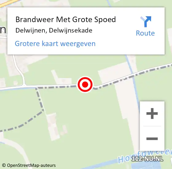 Locatie op kaart van de 112 melding: Brandweer Met Grote Spoed Naar Delwijnen, Delwijnsekade op 13 juli 2020 09:00