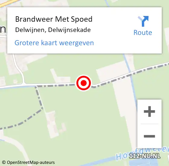 Locatie op kaart van de 112 melding: Brandweer Met Spoed Naar Delwijnen, Delwijnsekade op 13 juli 2020 10:05