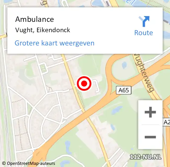 Locatie op kaart van de 112 melding: Ambulance Vught, Eikendonck op 13 juli 2020 10:14