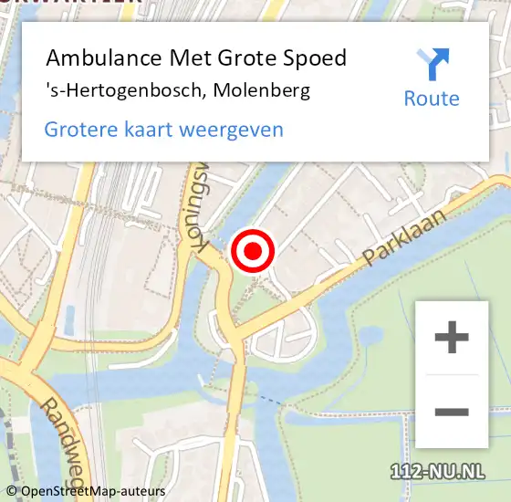 Locatie op kaart van de 112 melding: Ambulance Met Grote Spoed Naar 's-Hertogenbosch, Molenberg op 13 juli 2020 10:33