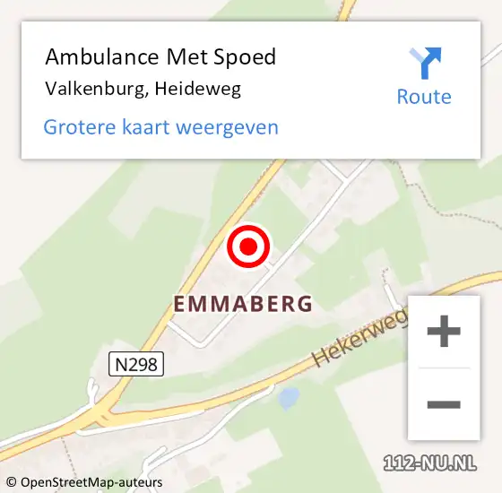 Locatie op kaart van de 112 melding: Ambulance Met Spoed Naar Valkenburg, Heideweg op 12 mei 2014 14:36