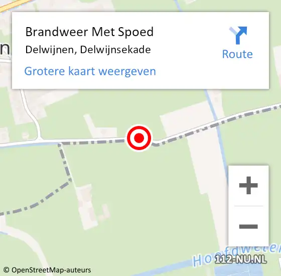 Locatie op kaart van de 112 melding: Brandweer Met Spoed Naar Delwijnen, Delwijnsekade op 13 juli 2020 10:56