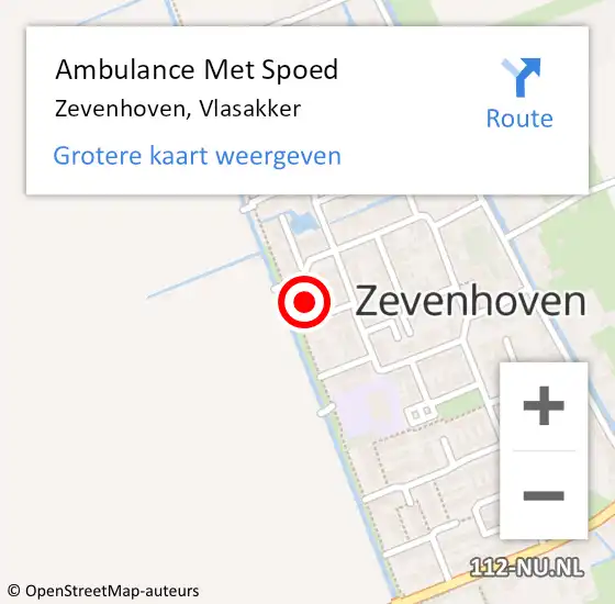 Locatie op kaart van de 112 melding: Ambulance Met Spoed Naar Zevenhoven, Vlasakker op 12 mei 2014 14:44