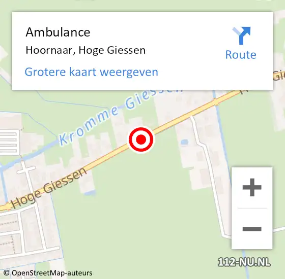 Locatie op kaart van de 112 melding: Ambulance Hoornaar, Hoge Giessen op 13 juli 2020 11:19