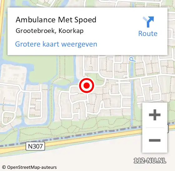 Locatie op kaart van de 112 melding: Ambulance Met Spoed Naar Grootebroek, Koorkap op 13 juli 2020 11:26