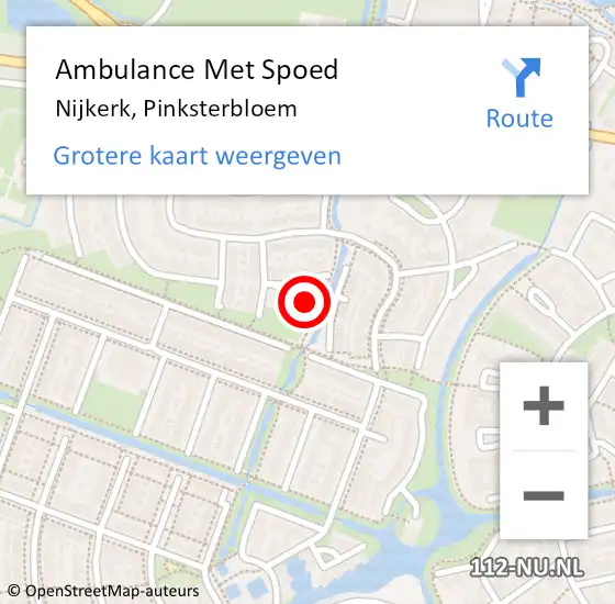 Locatie op kaart van de 112 melding: Ambulance Met Spoed Naar Nijkerk, Pinksterbloem op 13 juli 2020 11:33