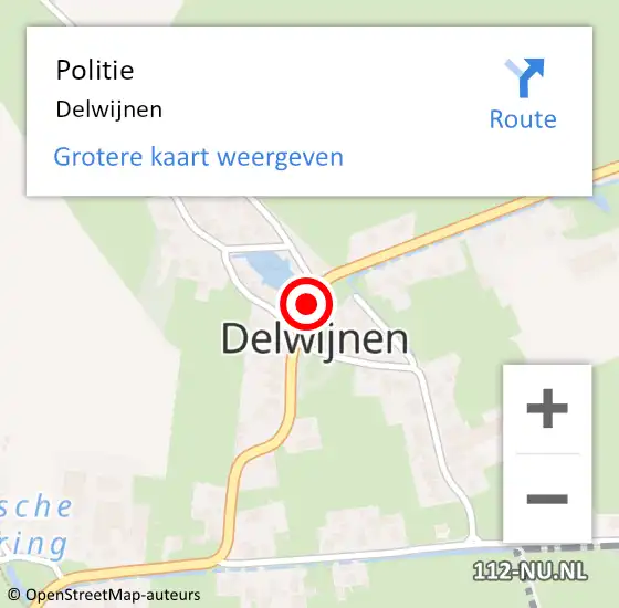 Locatie op kaart van de 112 melding: Politie Delwijnen op 13 juli 2020 12:38
