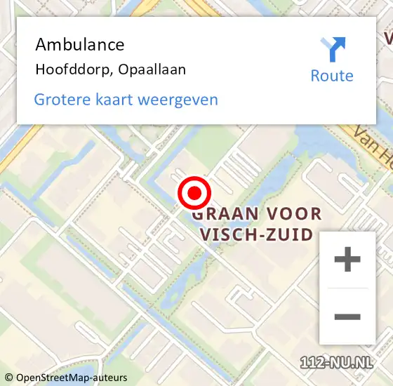 Locatie op kaart van de 112 melding: Ambulance Hoofddorp, Opaallaan op 13 juli 2020 13:06