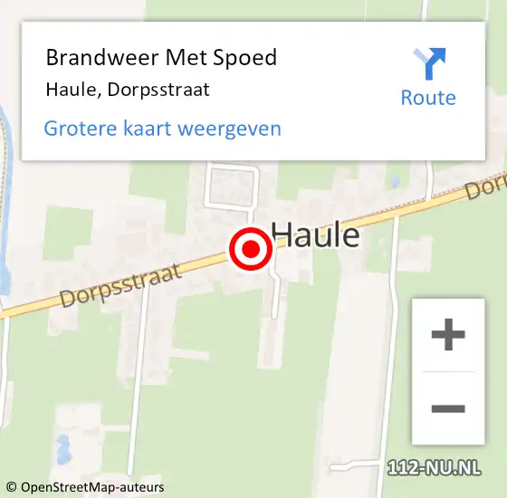 Locatie op kaart van de 112 melding: Brandweer Met Spoed Naar Haule, Dorpsstraat op 13 juli 2020 13:29