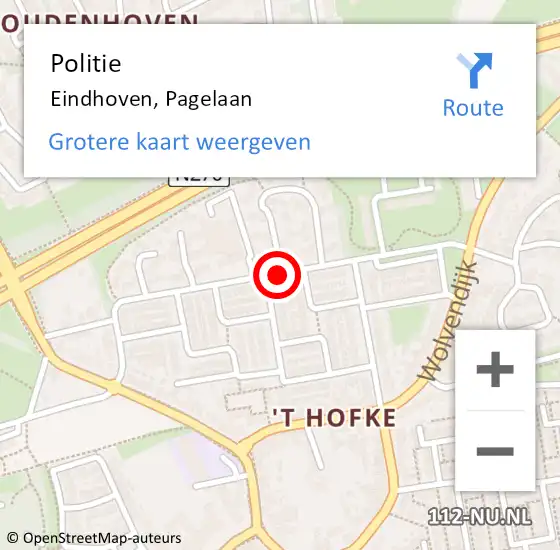Locatie op kaart van de 112 melding: Politie Eindhoven, Pagelaan op 13 juli 2020 14:03