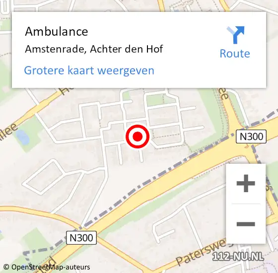 Locatie op kaart van de 112 melding: Ambulance Amstenrade, Achter den Hof op 12 mei 2014 15:05