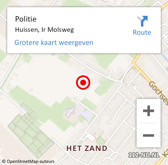 Locatie op kaart van de 112 melding: Politie Huissen, Ir Molsweg op 13 juli 2020 14:37
