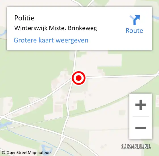 Locatie op kaart van de 112 melding: Politie Winterswijk Miste, Brinkeweg op 13 juli 2020 14:47