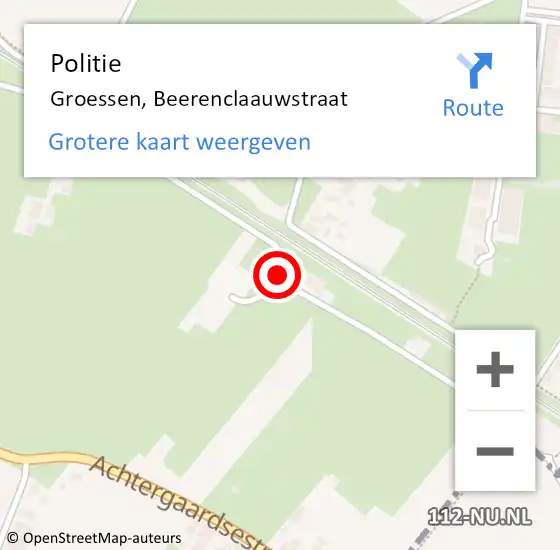 Locatie op kaart van de 112 melding: Politie Groessen, Beerenclaauwstraat op 13 juli 2020 14:50