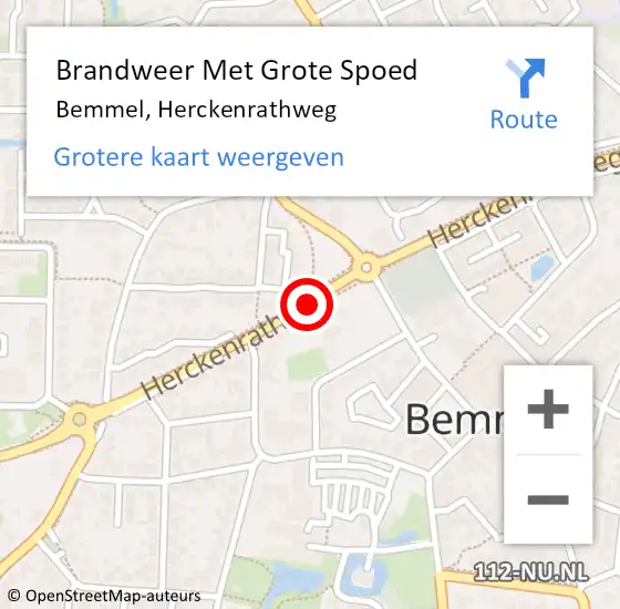 Locatie op kaart van de 112 melding: Brandweer Met Grote Spoed Naar Bemmel, Herckenrathweg op 13 juli 2020 16:08