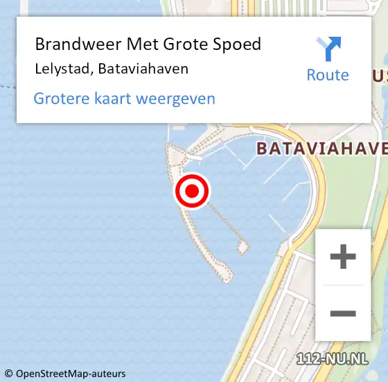 Locatie op kaart van de 112 melding: Brandweer Met Grote Spoed Naar Lelystad, Bataviahaven op 13 juli 2020 16:18