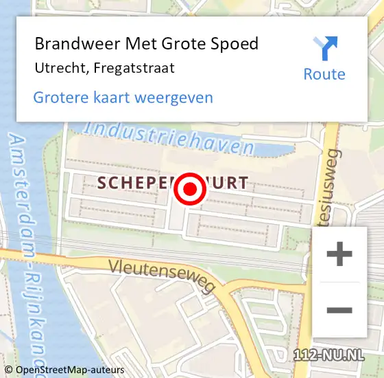 Locatie op kaart van de 112 melding: Brandweer Met Grote Spoed Naar Utrecht, Fregatstraat op 13 juli 2020 16:30