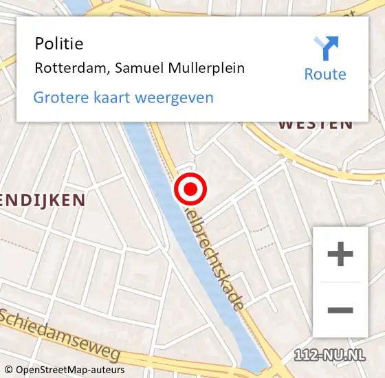 Locatie op kaart van de 112 melding: Politie Rotterdam, Samuel Mullerplein op 13 juli 2020 16:30